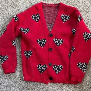 Red Heart Patterned Women’s Sweater